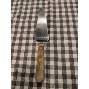 Vintage Ekco Econo-Cut Pie Cake Server Stainless Steel Wood Handle Brazil